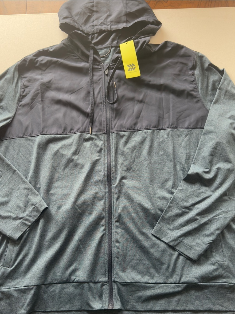 NWT all in motion Men's Hooded Full-Zip Jacket Slate Blue/Black Size 3XL (KB7)